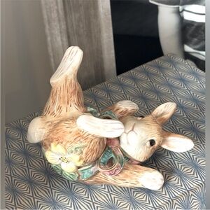 Fitz and Floyd 4” Tumbling Bunny Figurine. Woodland Spring Collection. 4x4 EUC